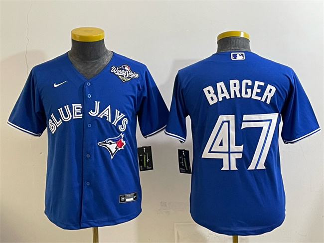Youth Toronto Blue Jays #47 Addison Barger Royal 2025 World Series Cool Base Stitched Baseball Jersey